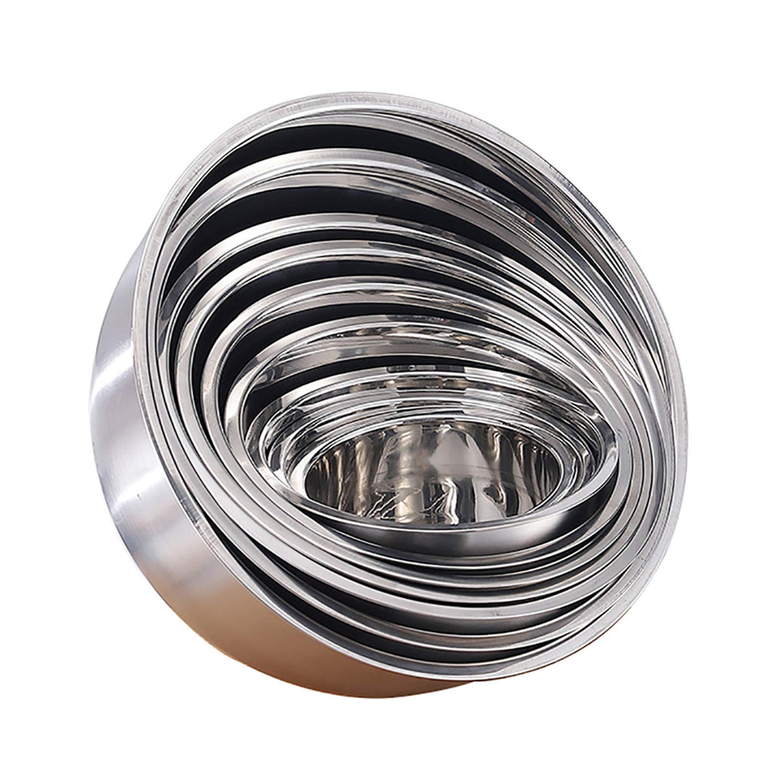 Juego de 5 ensaladeras de Acero Inoxidable - Cuencos encajables de Metal para Cocina para Mezclar, batir y almacenar Alimentos (tamaño 18~26 CM) - Sin Tapa-