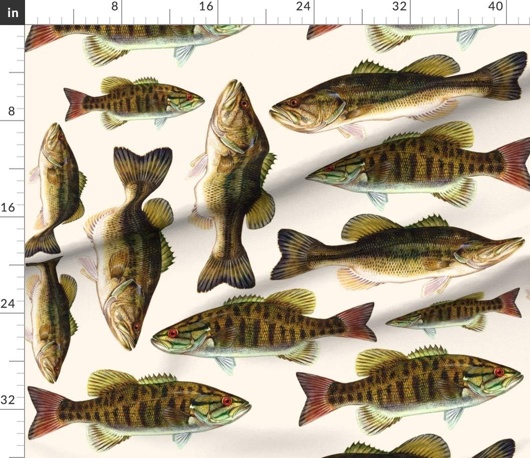 Spoonflower Fabric - Fish Bass Animal Fishing Printed on Petal Signature Cotton Fabric by The Yard - Sewing Quilting Apparel Crafts Decor
