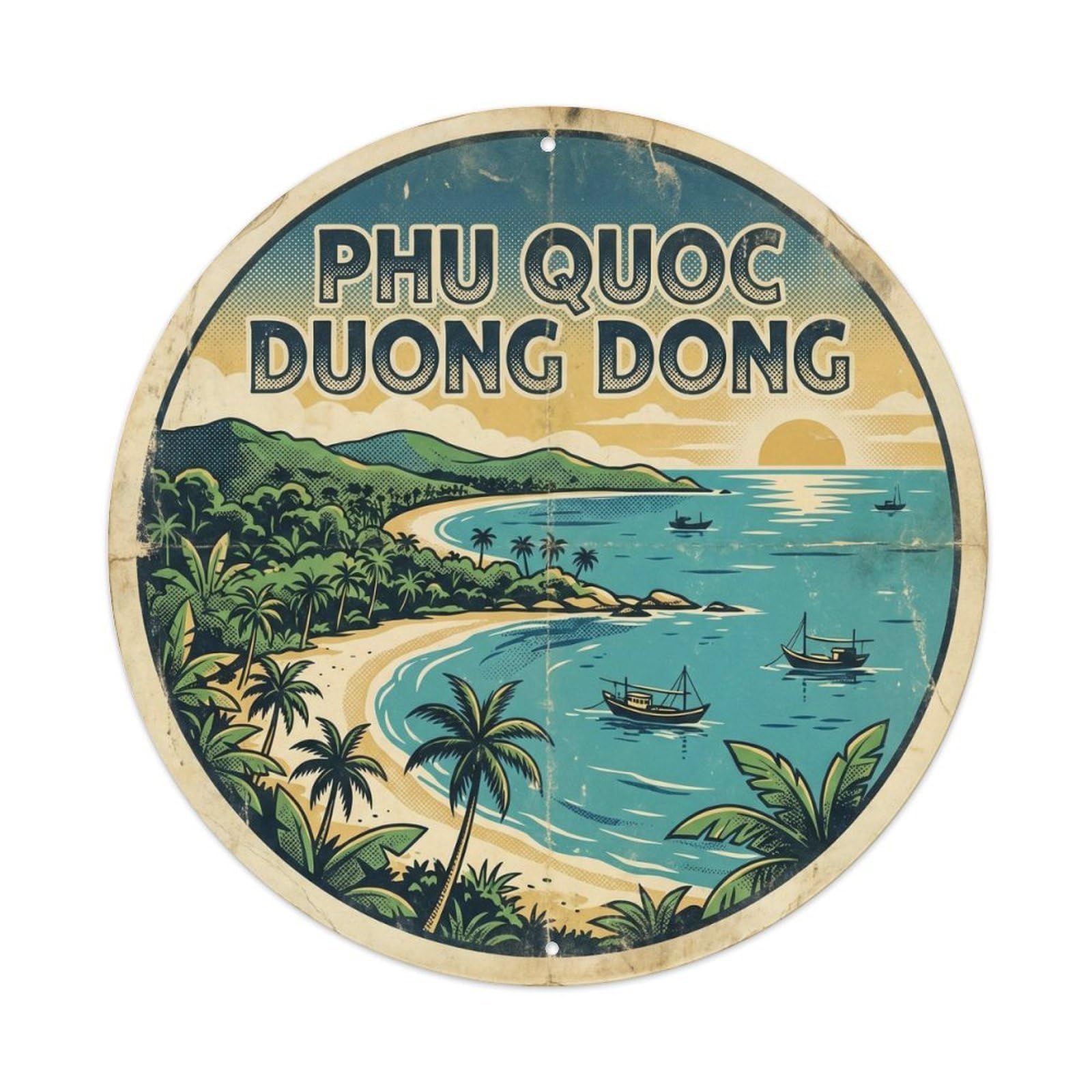 Phu Quoc Duong Dong Island Resort Retro Ink Metal Tin Sign