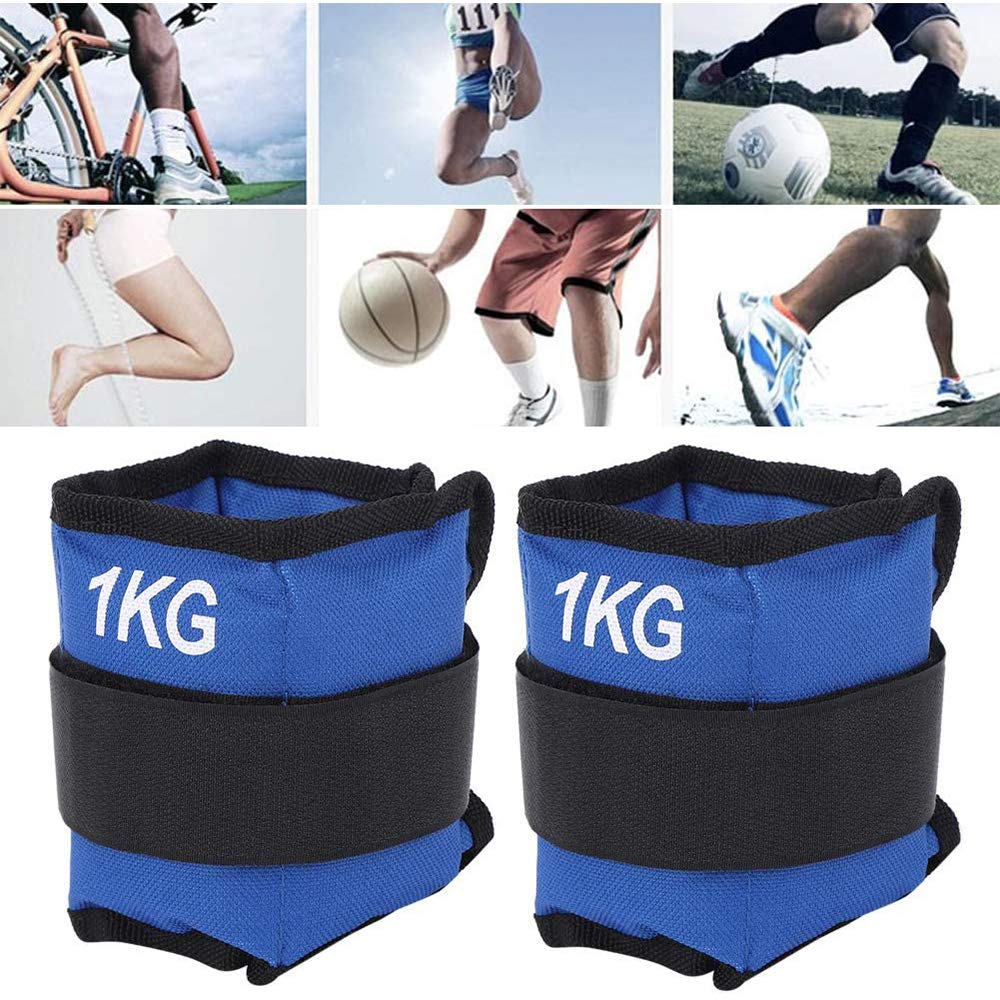 1 Paio Peso Caviglia Panno di Oxford/Sabbia di Ferro/Cinturino da Polso Regolabile per Fitness, Jogging, A Piedi, Esercizio, Palestra, Formazione/Blu
