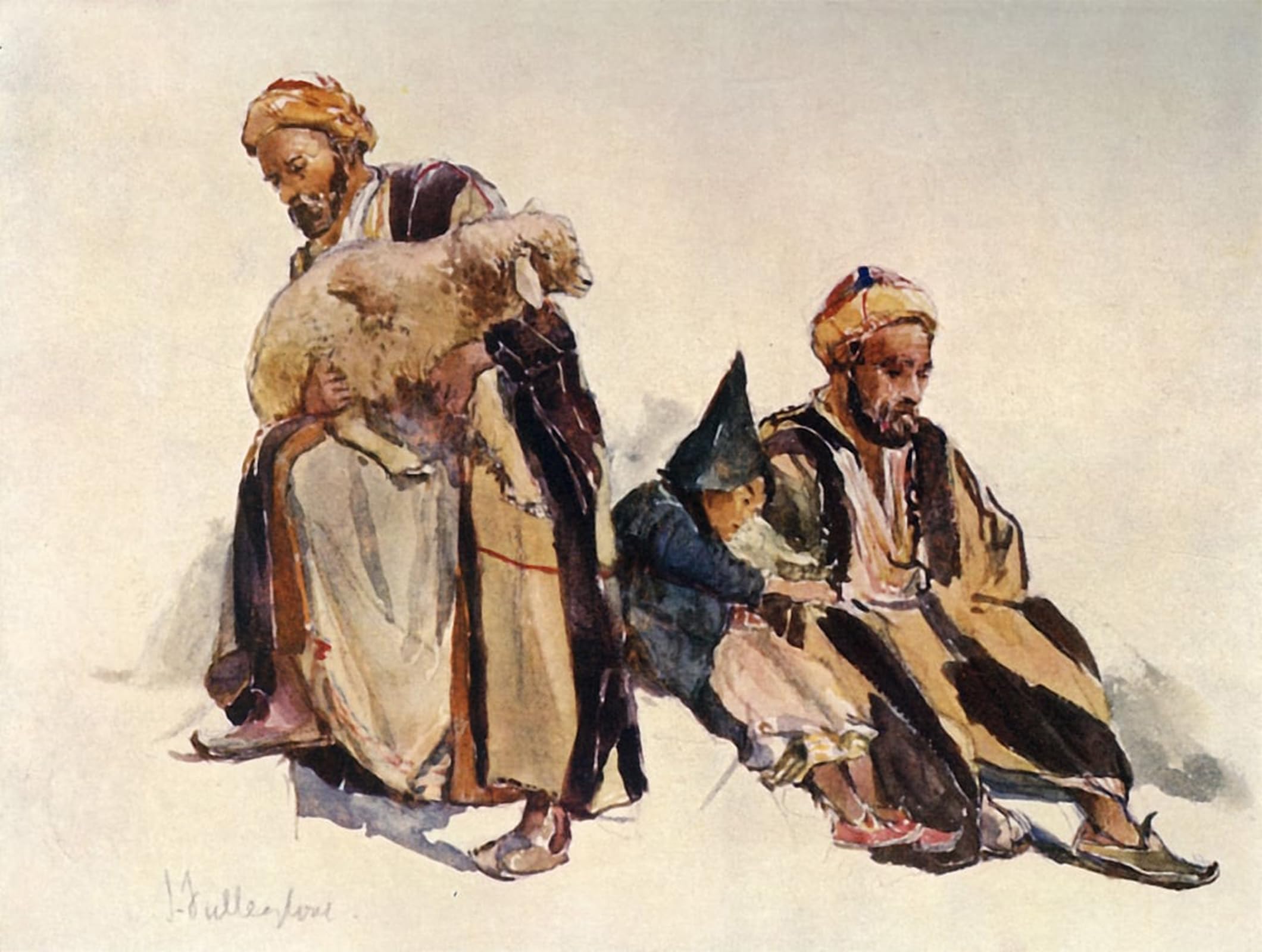 POSTERIIk Famous Modern Artwork Art Mural Syrian Shepherds and Shepherd Boy by Fulleylove Oil Paintings Pictures for Home Decor 60x90cm