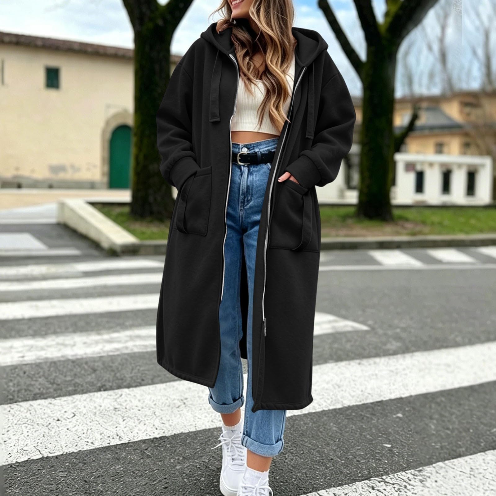 Sudaderas Con Capucha Para Mujer,Sudadera Femenina Con Cremallera Integral Mangas Largas Tejido Ligero DiseñO Casual Deportivo Bolsillos Laterales Ideal Para Entrenamientos Al Libre Ajuste Holgado