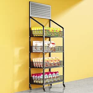 DAGROD Metal Large 4 Tier Supermarket Snacks Shelf, Retail Shop Crisps ...