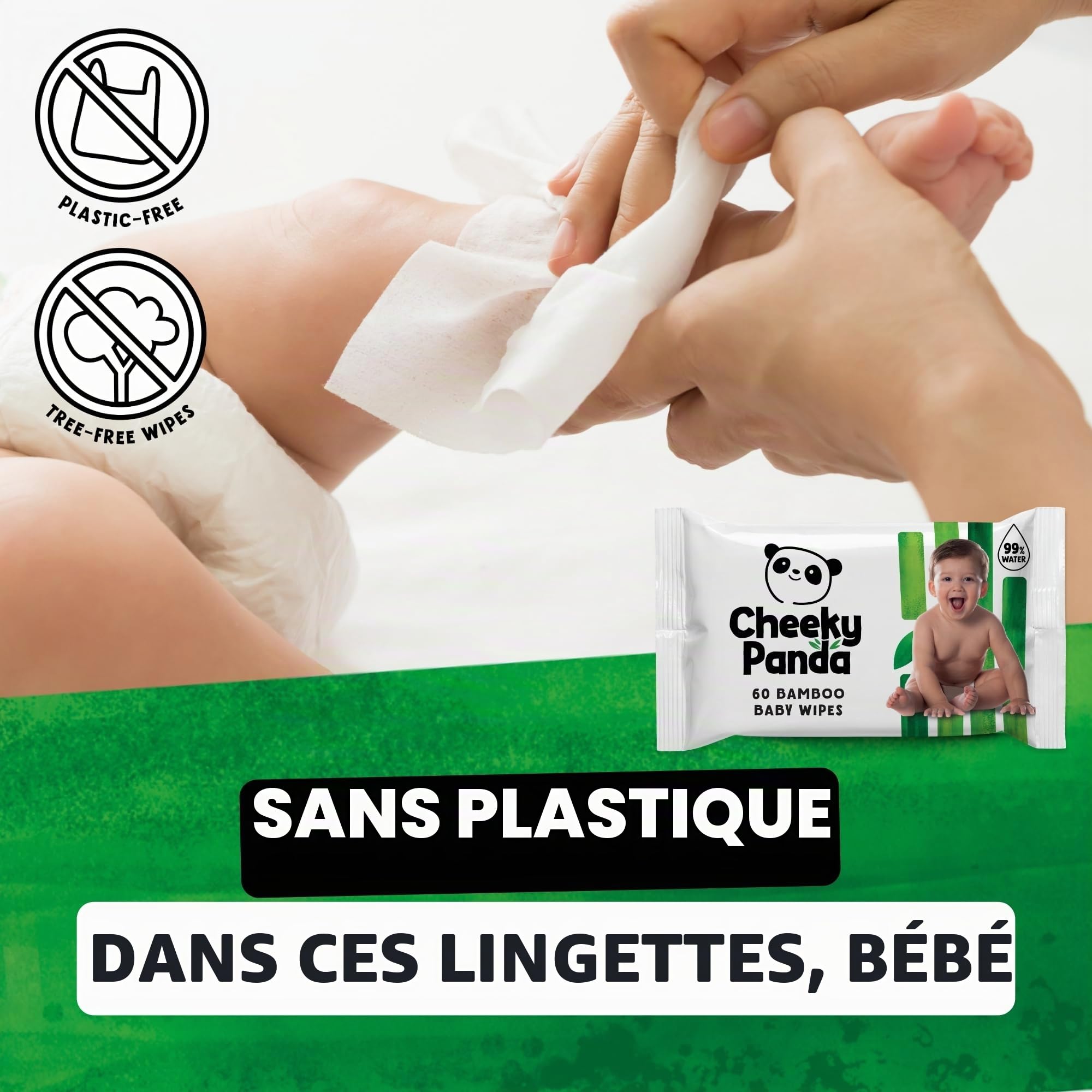 The Cheeky Panda Lot Lingettes Bébé – 720 Lingettes (60 Lingettes x 12 Paquet) | 99% d'eau pure | Sans Parfum