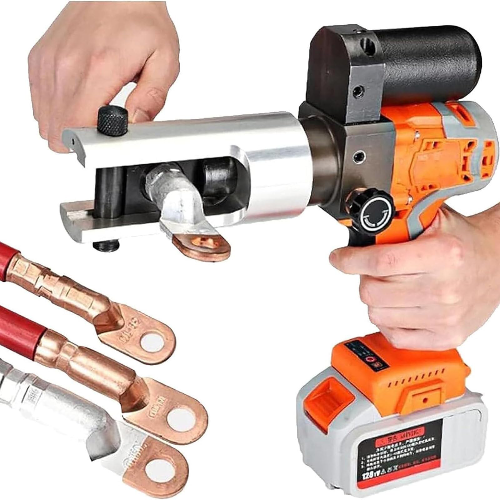 Pinza a crimpare idraulica a Batteria, Pinza per capicorda per carichi Pesanti, Kit di Utensili per Cavi di Collegamento Elettrico, Gamma 16-300 mm²
