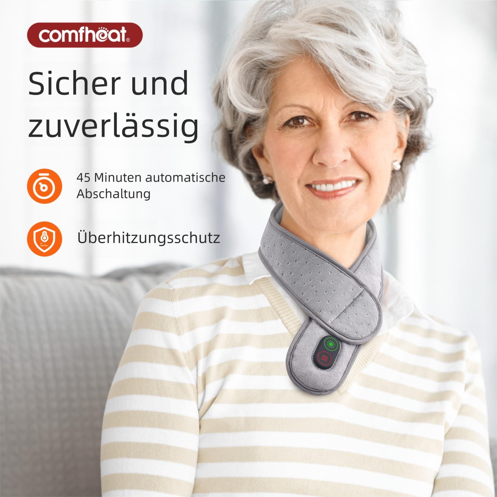 Portable Neck Heizkissen mit Vibrationsmassage für Nackenschmerzen Relief, wiederaufladbare Nackenwärmer für Soreness Stiffness, 3 Stufen Wärme & Massage, 3000mAh Akku enthalten