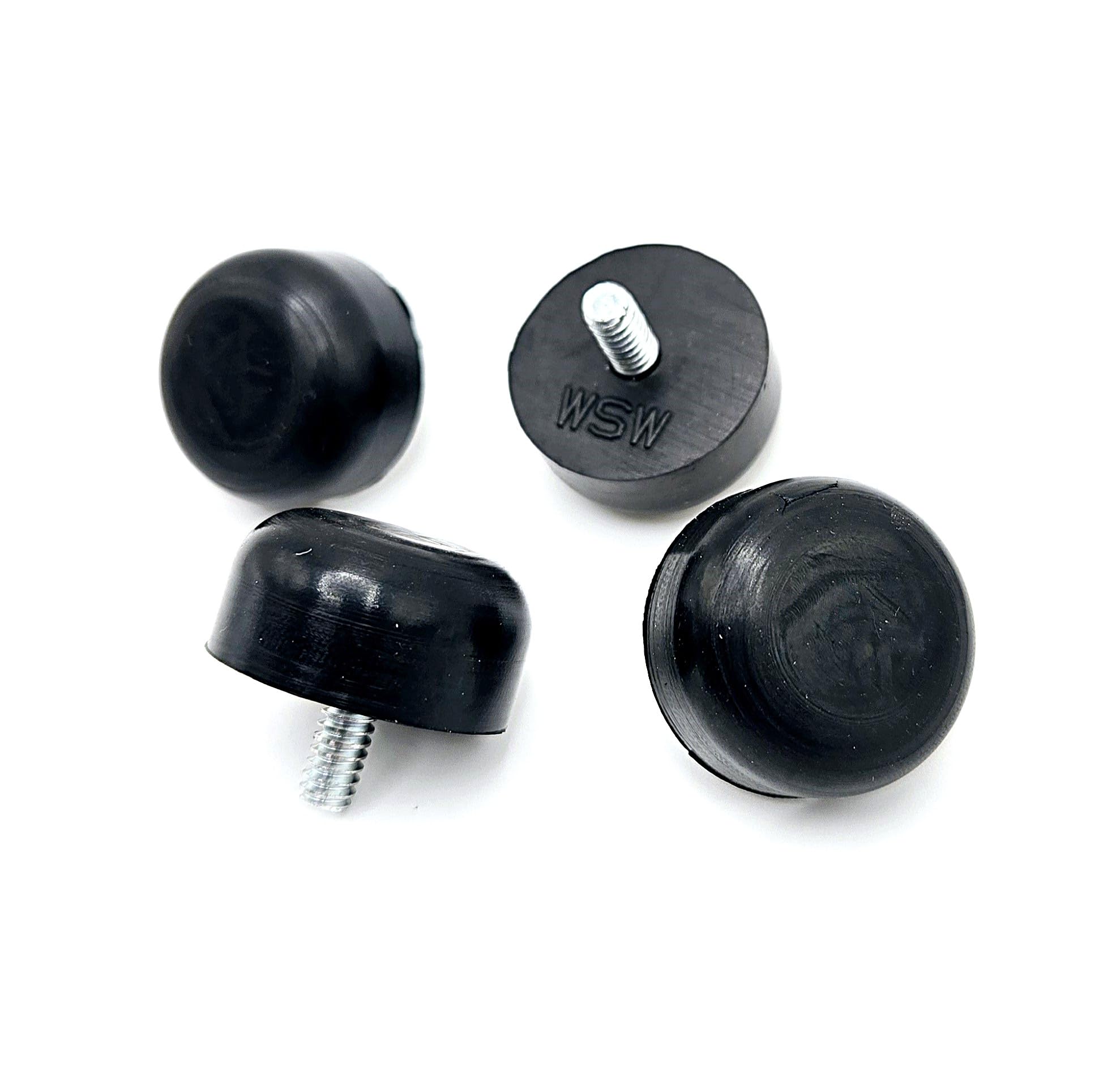 10-24 Thread Rubber Feet Bumpers 1" Round Screw-in Equipment Spacers with #10 × 3/8" Galvanized Steel Stud Leveling Feet for Tables Machinery Cabinets