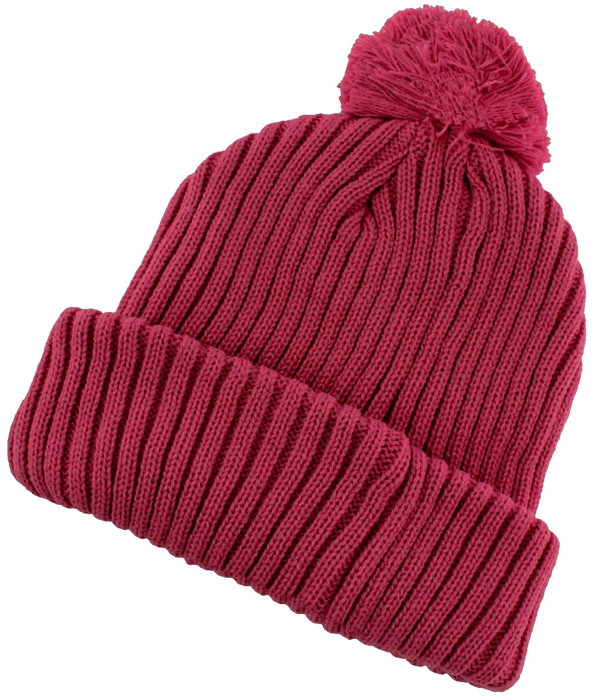 SSP Hats Chunky Knit Beanie Bobble Hat in Raspberry, Size: One Size