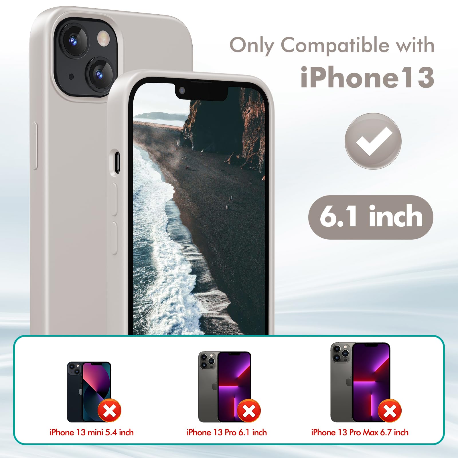 TIIXXE Silicone Case Compatible with iPhone 13 case Soft Ultra Slim Protective Shockproof Liquid Silicone Phone Case,Anti-Scratch Microfiber Lining - Image 2