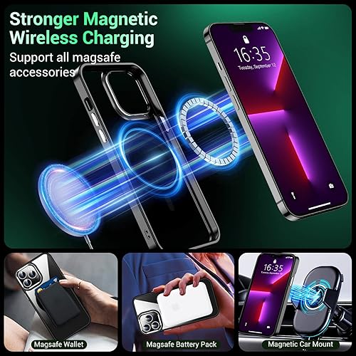 Miniatura 3 de Temdan Funda magnética para iPhone 13 Pro Max, [compatible con MagSafe] [no amarillenta] delgada y delgada a prueba de golpes, funda protectora para