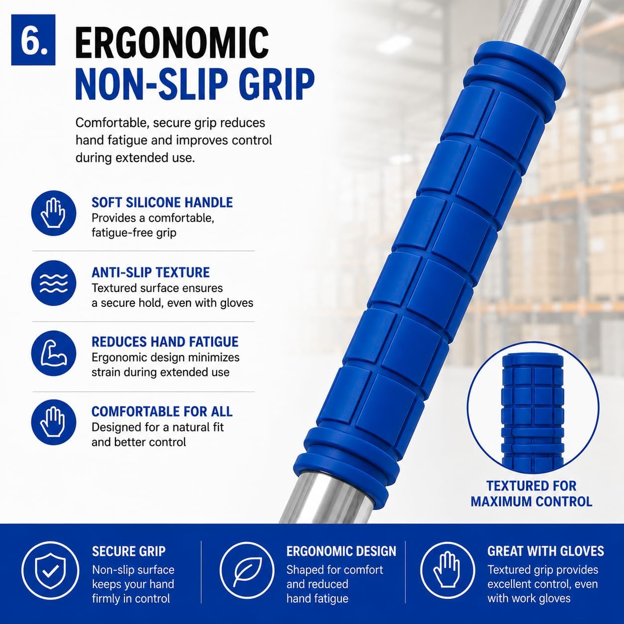 Heavy Duty Stretch Film Dispenser Pole Holder, 48 Inch Extra Long Handle, Fits 12" to 24" Rolls with 2" to 3" Core, for Pallet Wrapping