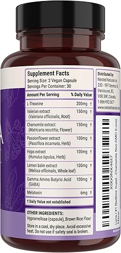 Miniatura 8 de Luna  Suplemento 1 para la hora de acostarse  Ingredientes de origen natural para una hora de acostarse más fácil  60 cápsulas veganas  Suplemento