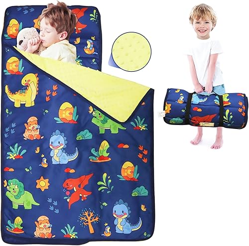 Nap Mat - Nap Mats for Preschool, Toddler Nap Mat with Pillow and Blanket, Sleeping Bag for Kids - Large Rolled Napping Mats, Portable Kids Slumber