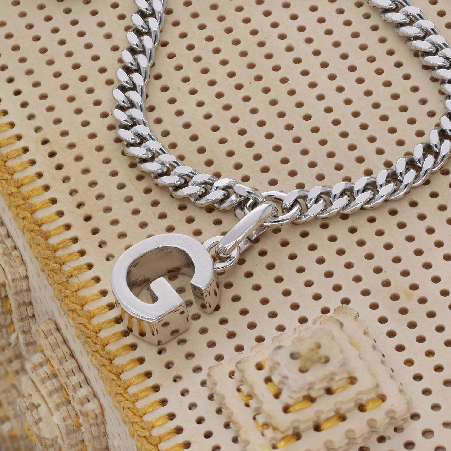 trendor Bracciale da ragazza con lettera G, argento 925, rodiato, 21590-G | Bracciale a maglia piatta con taglio a diamante, elegante bracciale per giovani donne,