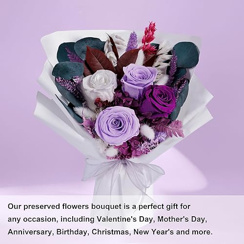 Miniatura 5 de Flores para el día de San Valentín para entrega, ramos de flores preservadas, rosas y flores naturales reales de larga duración, ramos de rosas
