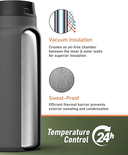 Miniatura 5 de Vaso de 64 onzas con asa y tapa con popote, botella de agua de metal aislada con soporte para bolsa de transporte y correa para el hombro (boca