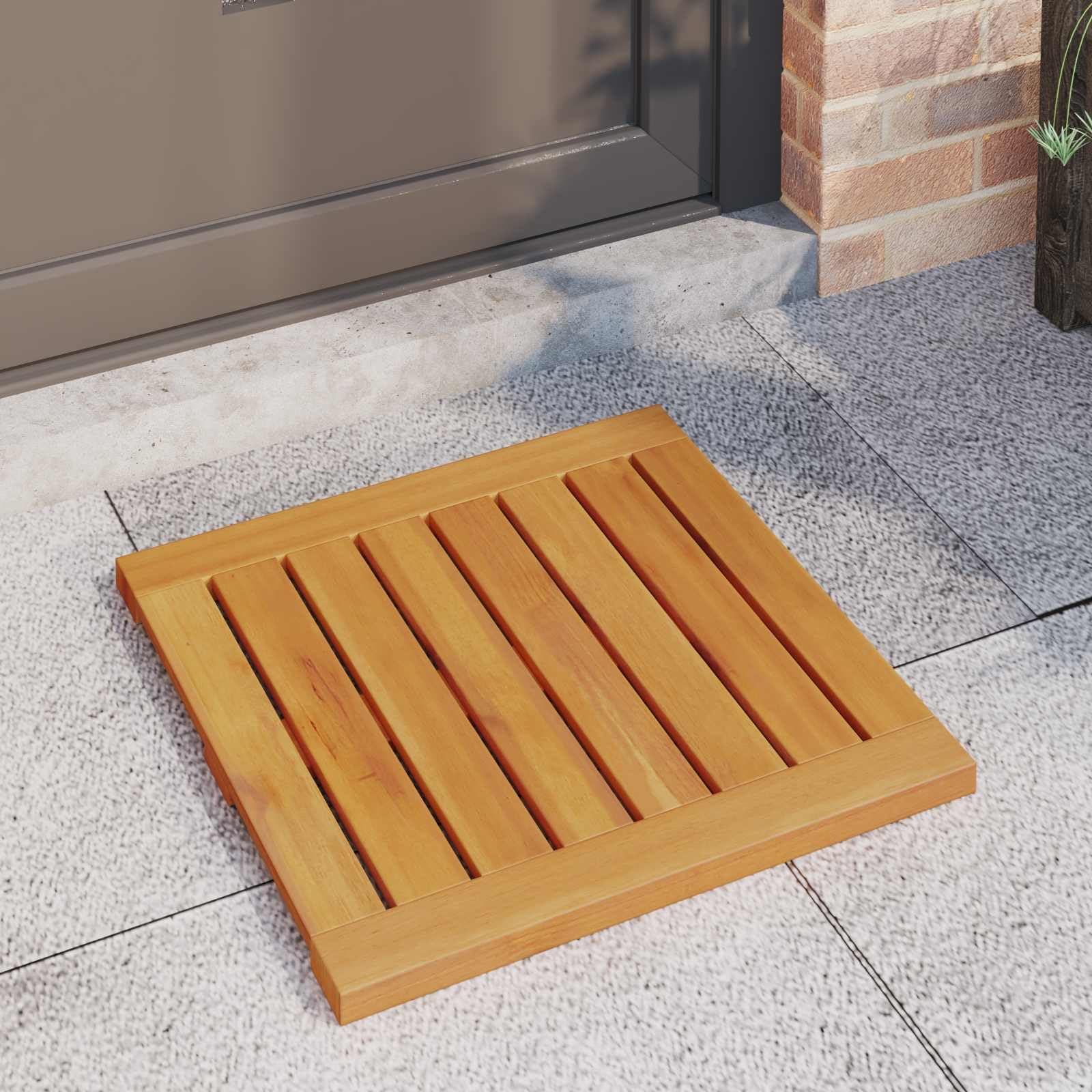 Juego de 2 alfombrillas de baño de madera, antideslizantes, diseño ventilado, lavables, compactas, para baño, ducha, aseo de invitados, modernas, bohemias