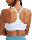 Sports Bra for Women Ruched V Neck - Y Back Spaghetti Sports Bra with Removeable Pads, Best for A-C Cups