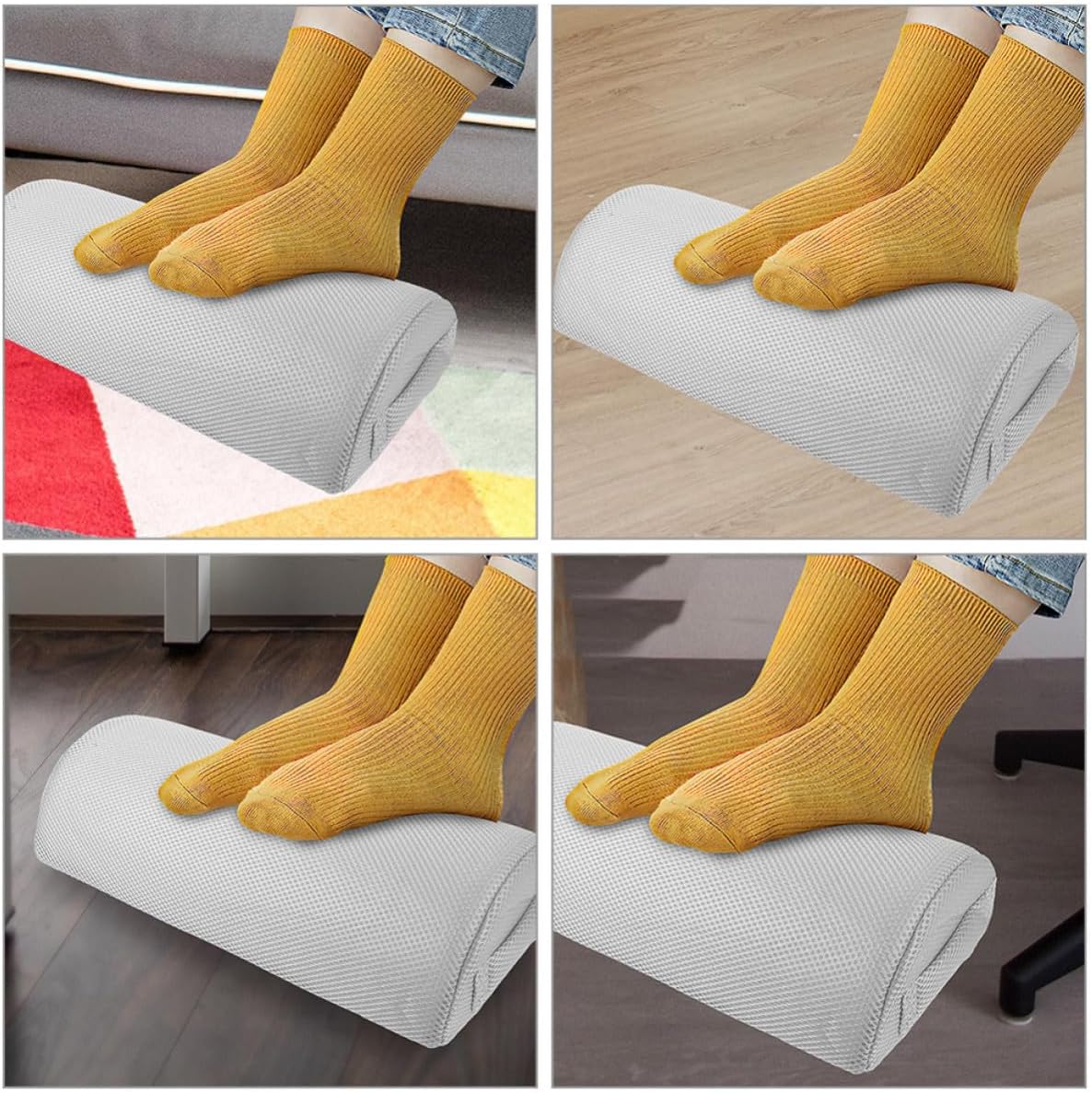 jojofuny 2pcs Leg Support Pillow for Side Sleeping, Ergonomic Design with High Resilience Polyester and Sponge Material, Semi-Cylindrical Footrest Cushion for Office and Home Use