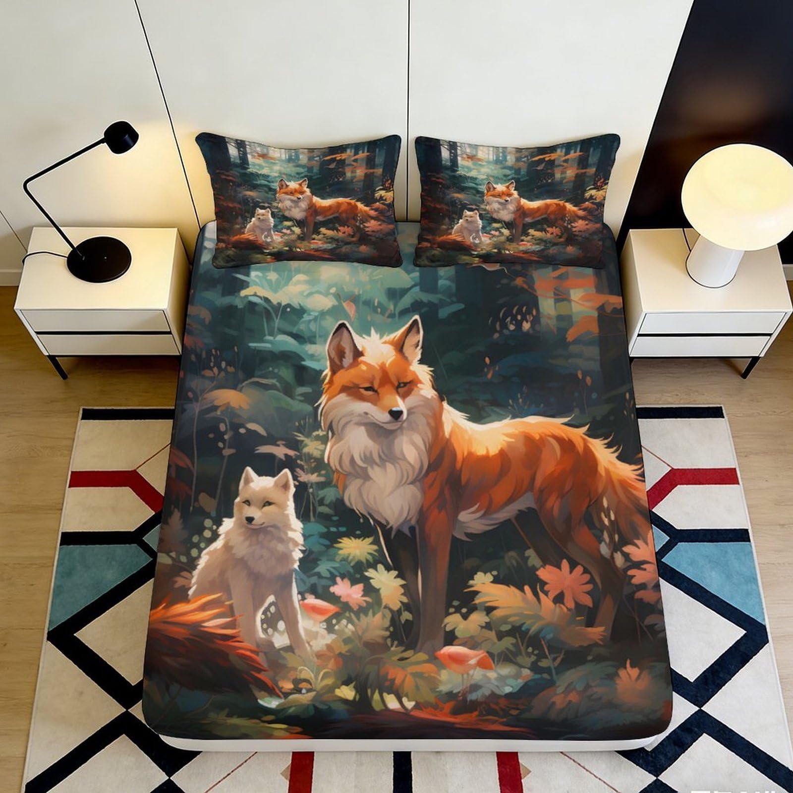 3D Printed Countryside Scenery Fitted Sheet Microfiber Deep Pocket Bedroom Bedding Set Elastic Hem Washable Countryside Mattress Fitted Cover 180x200x25cm