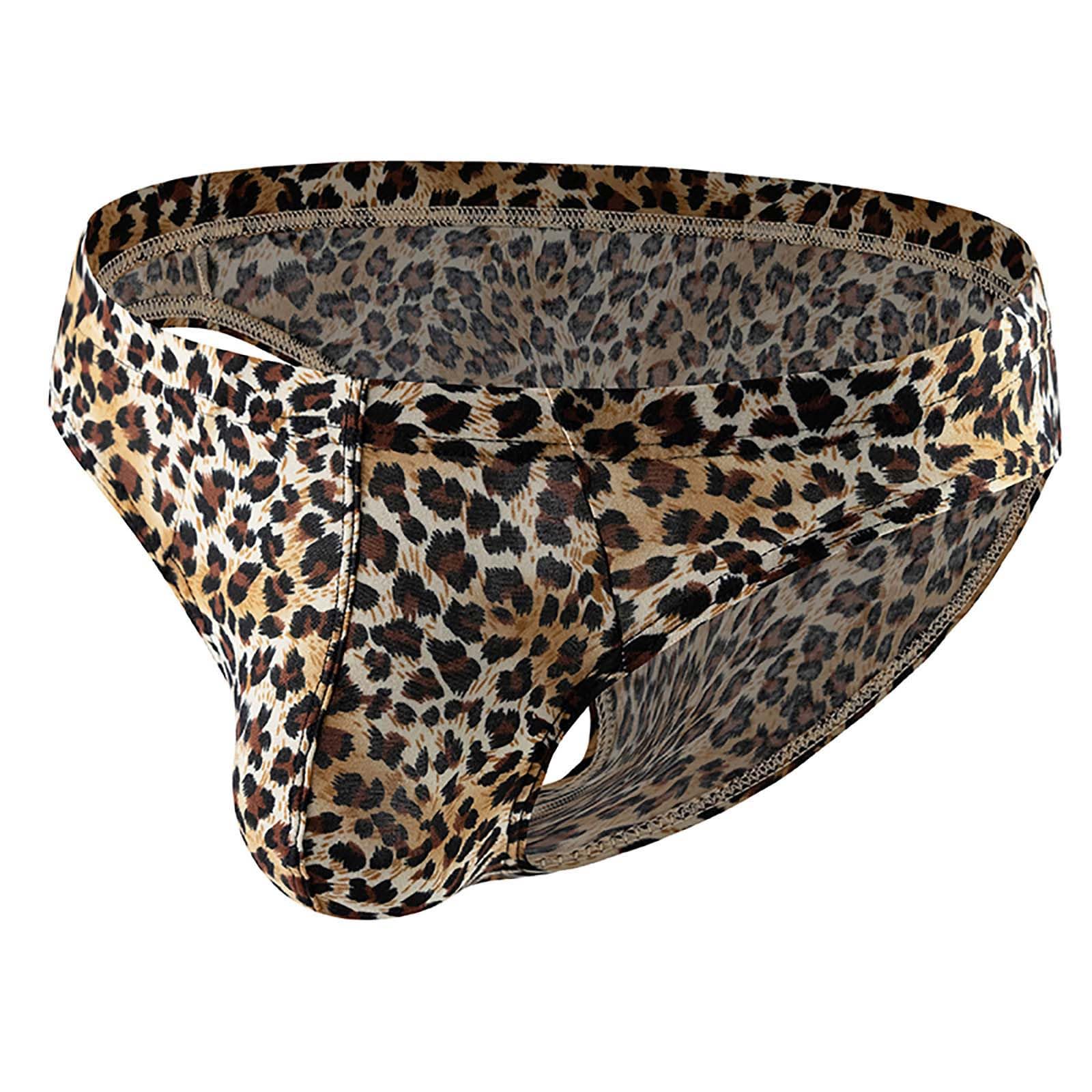 Men's Leopard Print Thong Underwear Bikini Low Rise G-String Lingerie Sexy Briefs Sexy Briefs T-back Thong Trunks