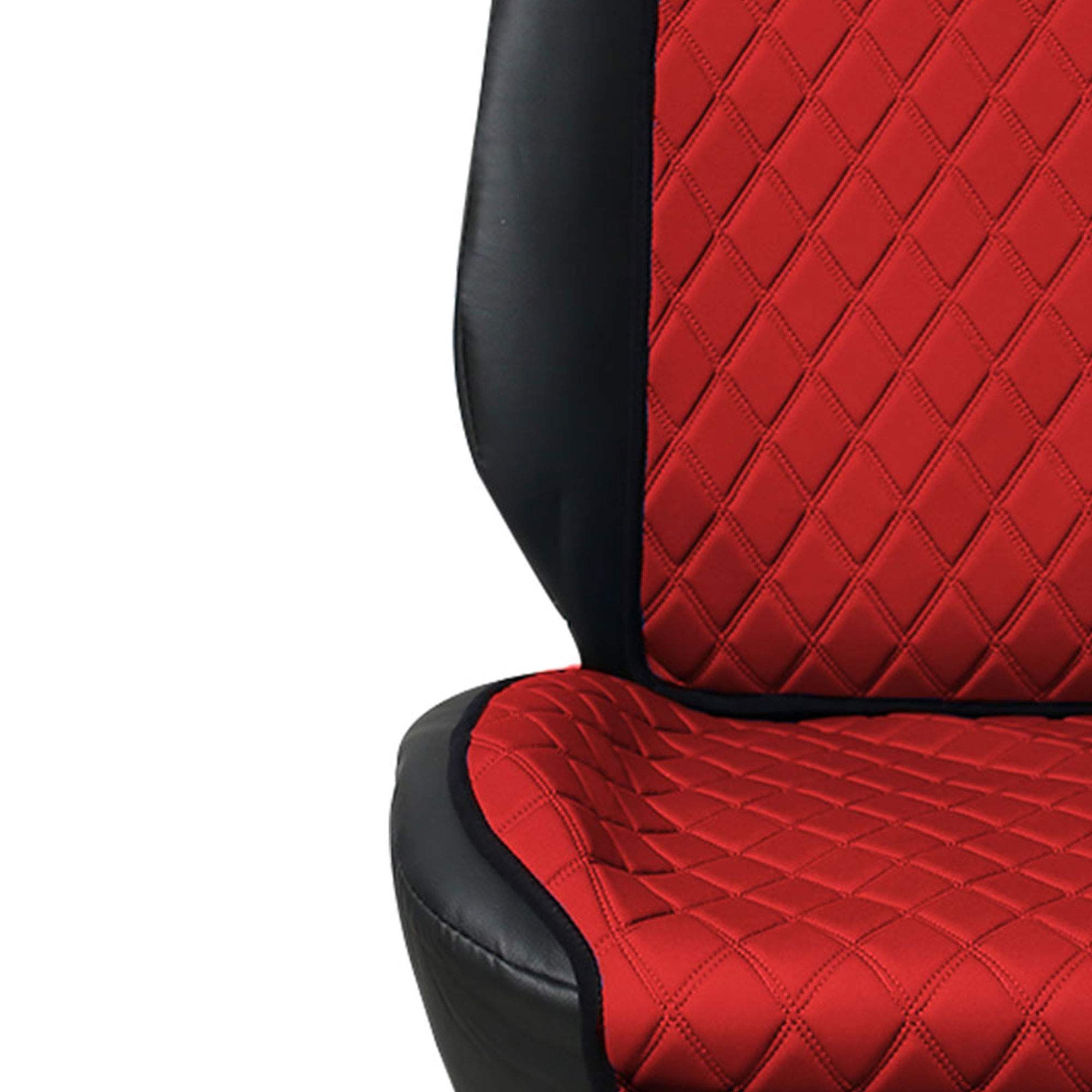 TLH Car Front Seat Protectors Air Bag Compatible Neo Supreme Luxury Diamond Design Universal Seat Covers, Red Pair