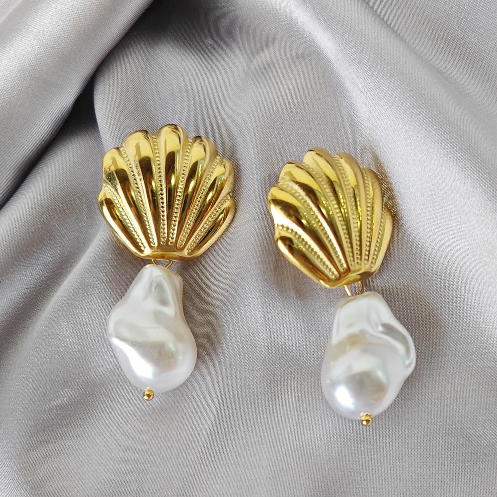 Gold Shell Drop Earrings for Women Seashell Dangle Earrings Ocean Beach Earrings Summer Jewelry Gift - Image 5