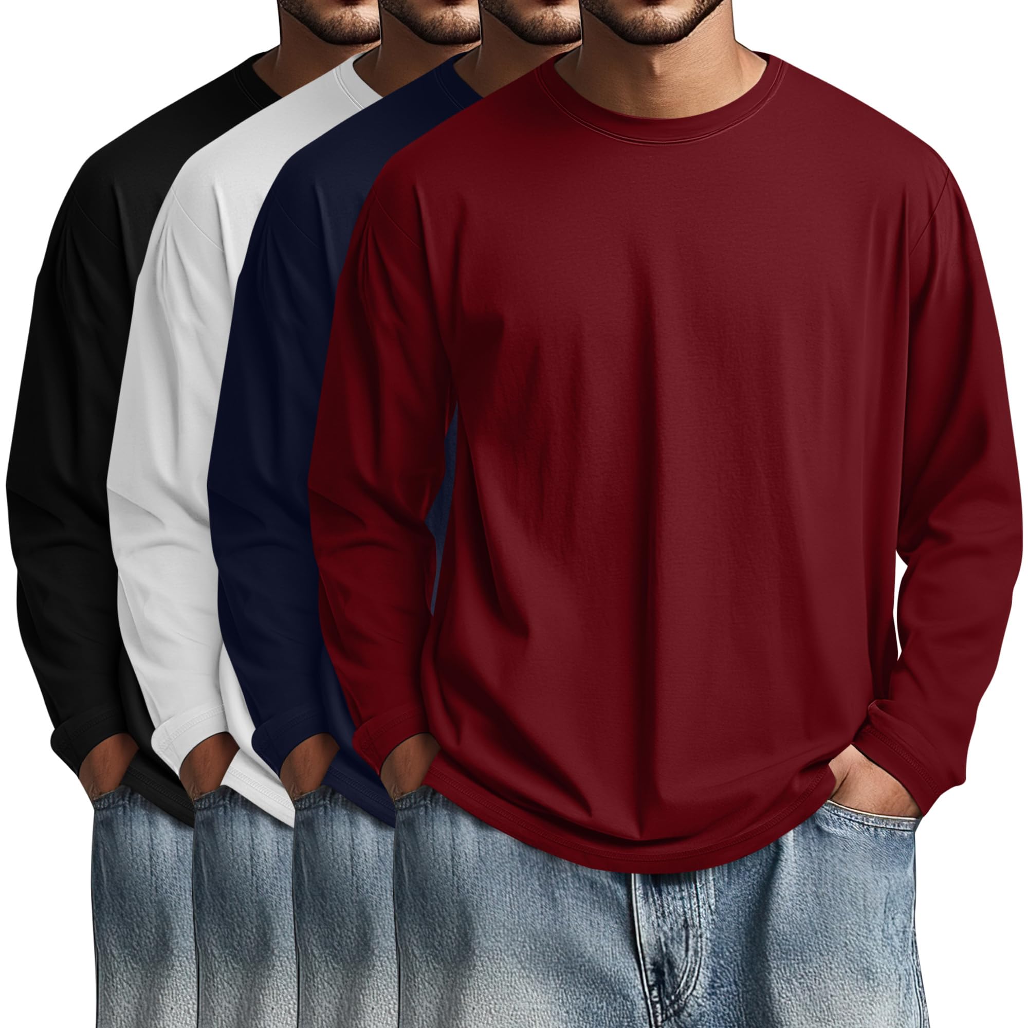 Amazon.com: August Alley 4 Pack Men's Big and Tall Long Sleeve