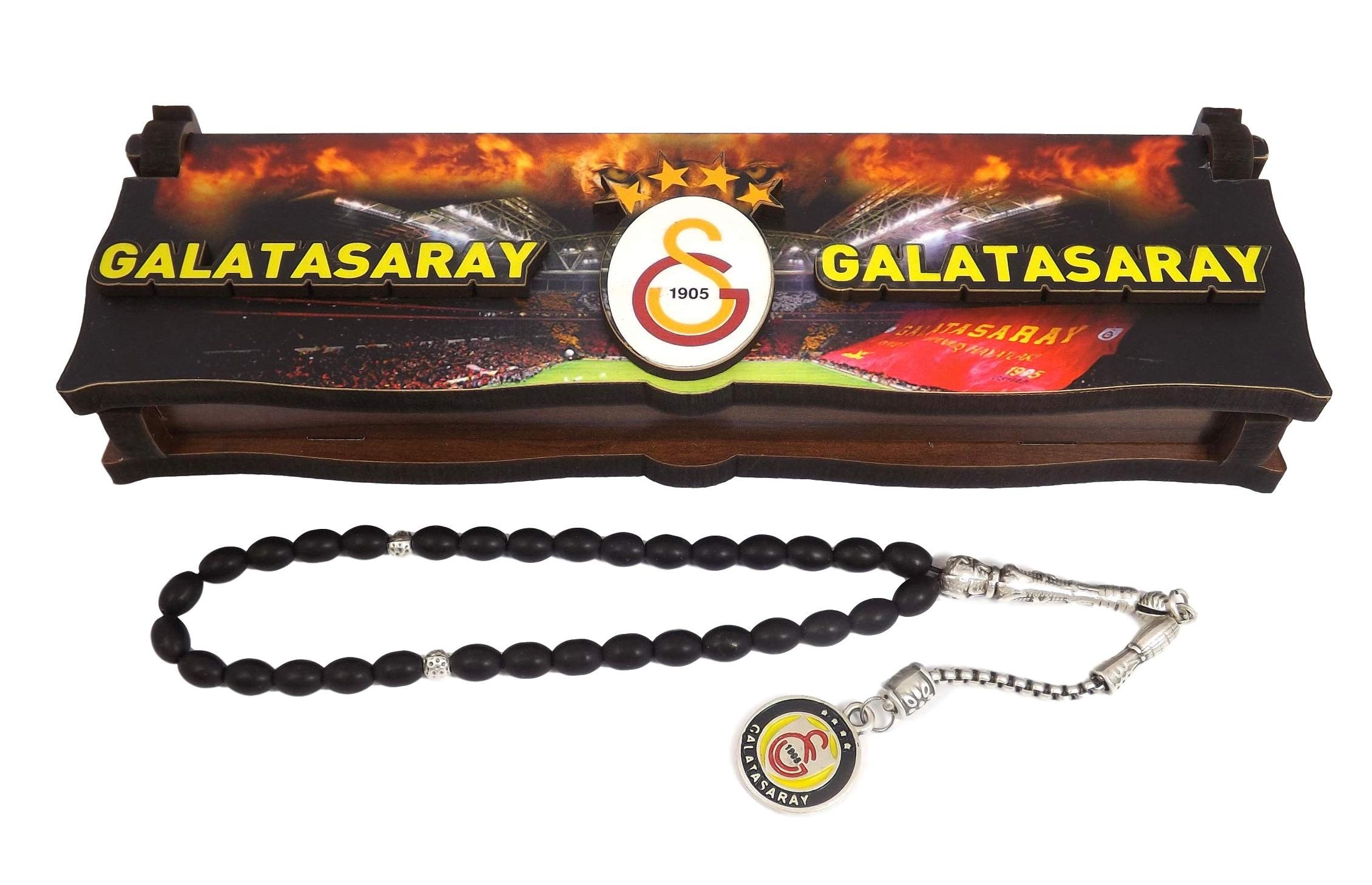 Box Schatulle Aufbewahrung + Tesbih, Gebetskette 'Galatasaray GS' aus Holz Handgemacht (ohne Gravur)