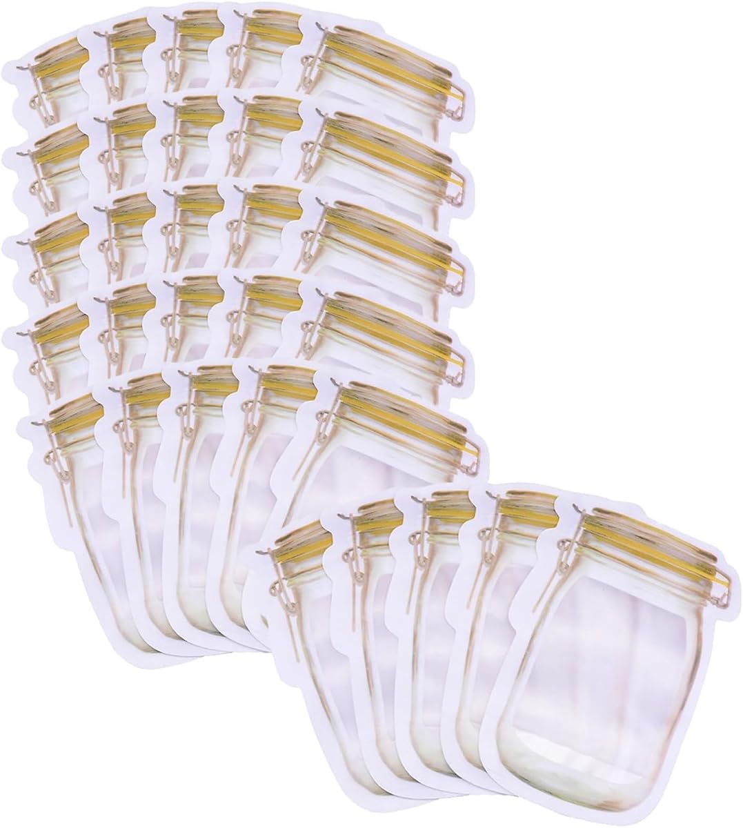 30 Pack Mason Jar Zipper Bags - Reusable Airtight Seal Food Storage Snack Ziplock Bags, Leak-Proof Tea Refrigerator Organizer Kitchen Storage Outdoor