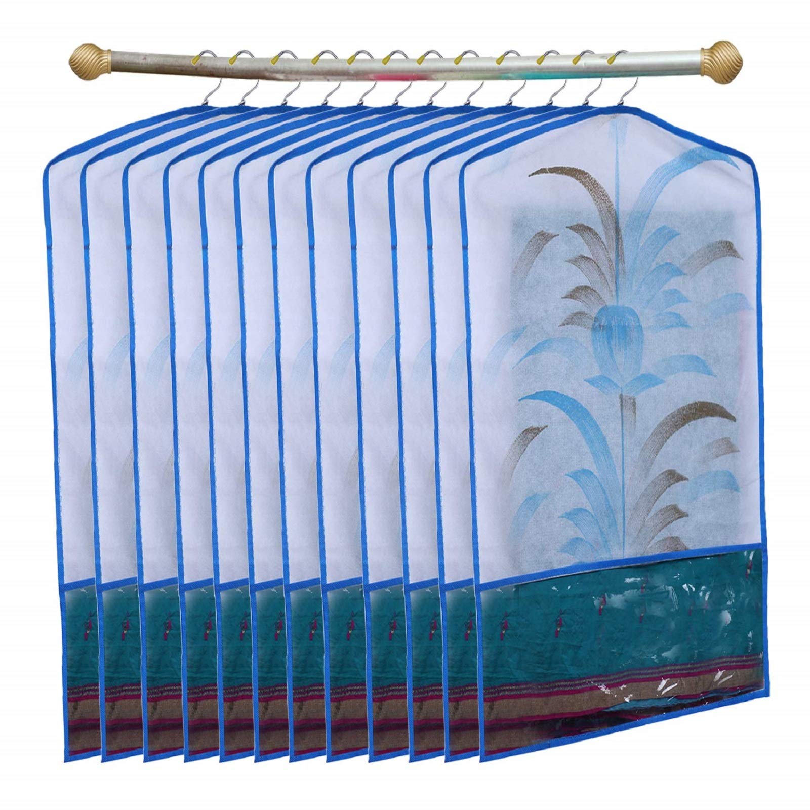 Kuber Industries Printed 12 Piece Non Woven Hanging Saree Cover Wardrobe Organiser (Blue) - CTKTC23144 (B07YBJ3F6F) Amazon Price History, Amazon Price Tracker