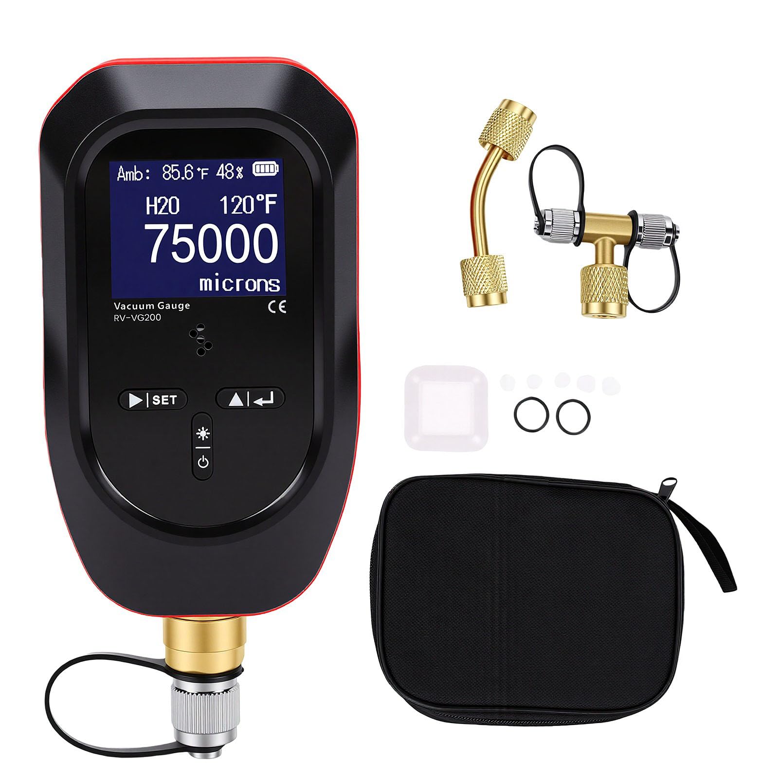Eujgoov Medidor de Vacío Digital 0-75000 Micrones Probador HVAC 11 Unidades
