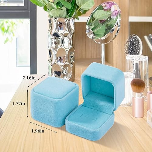 Miniatura 2 de Parts Express Paquete de 2 cajas de anillo de terciopelo estuche de joyería con colgante para aretes cajas de regalo para aretes exhibición de joyas