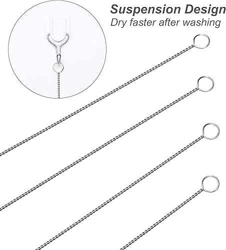 Miniatura 5 de Cepillo limpiador de pajillas, cerdas de nailon extra largas y mango de acero inoxidable cepillos de limpieza para lavar popotes de metal de