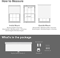Vista 9 de Spring Roller Shades for Window,Blackout Blinds & Shades,Thermal Insulated Fabric,Cordless Systems Pull Down Window Shades,UV Protection,White,50" W