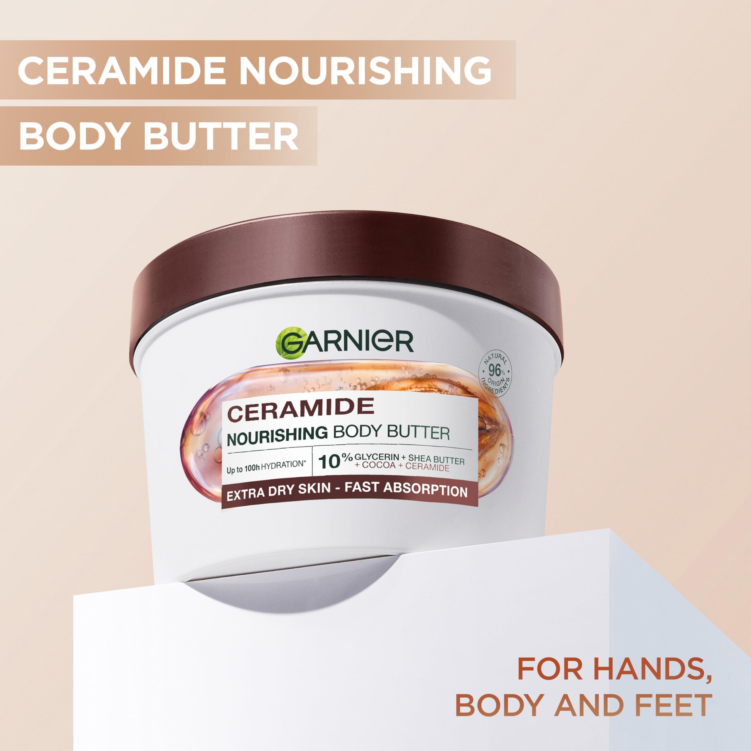 Garnier - Body Superfood - Repairing Body Cream - 48H Hydration - Vegan & 97% Natural Origin Formula - Cocoa Butter & Ceramide - For Dry Skin - 380 ml