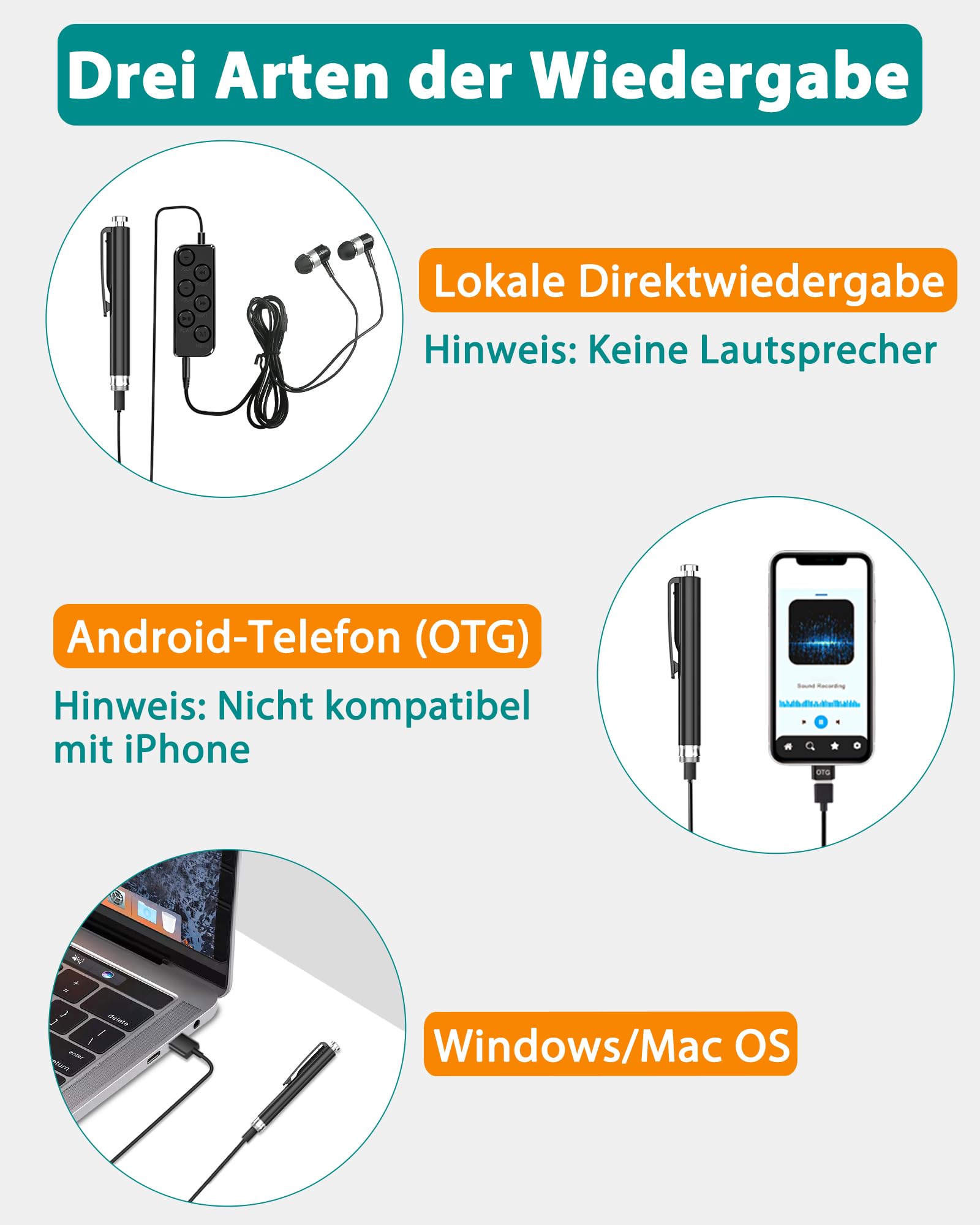 64GB Diktiergerät, XIXITPY Sprachaktivierter Aufnahmegerät mit 908 Stunden Aufnahmekapazität und One-Touch-Aufnahme, Voice Recorder für Vorlesungen Meetings Klassen Interviews