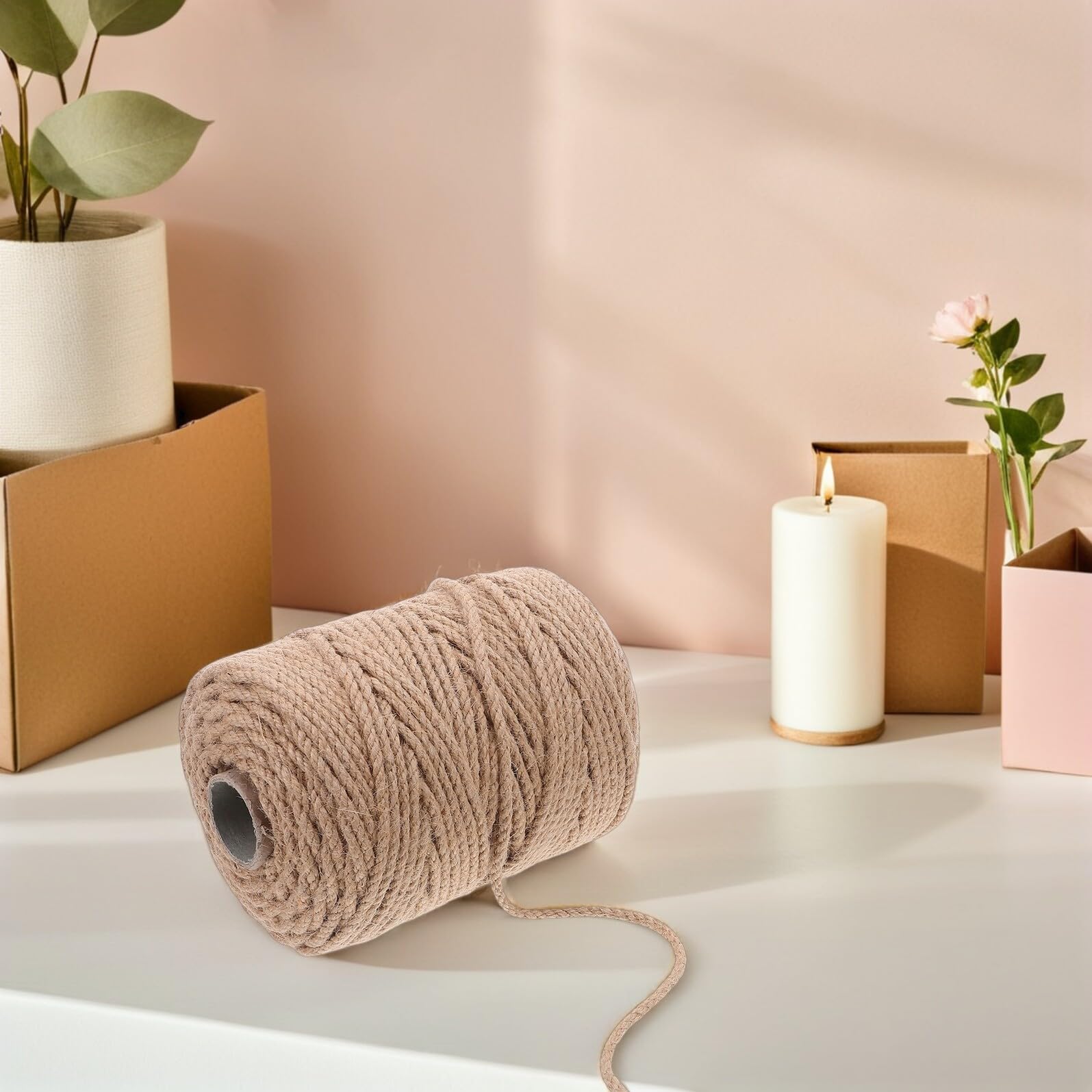 jojofuny Corde Jute Naturelle Tressée Ficelle pour Radeau Jardinage Emballage Colis Projets Décoratifs Intérieur Extérieur