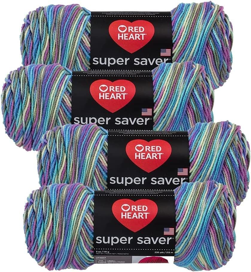 Red Heart Super Saver Yarn (4-Pack of 5oz Skeins) (Monet)