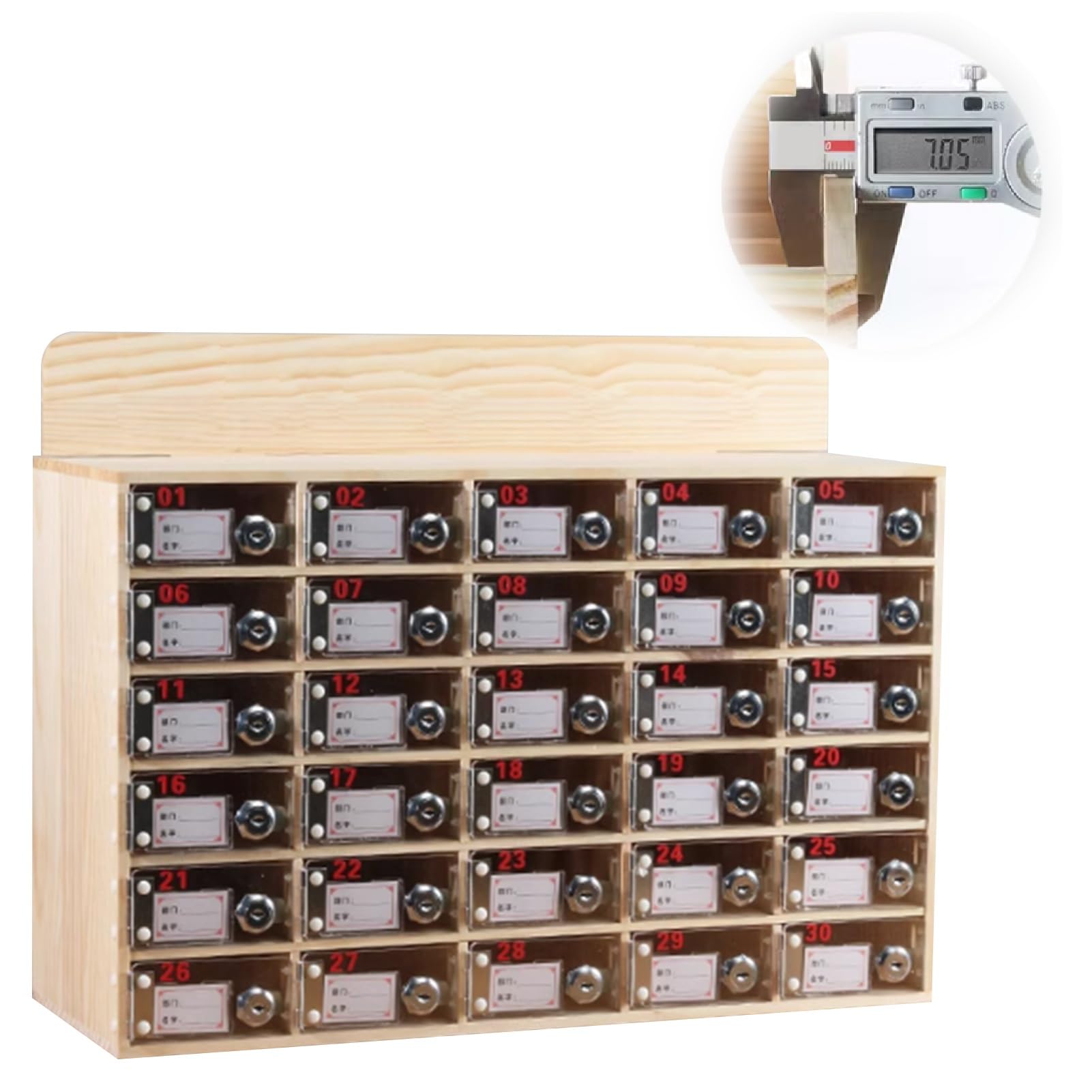 Armadietto per telefono multi-porta, in legno, con 6 scomparti, soluzione di archiviazione sicura per aziende con chiusura trasparente