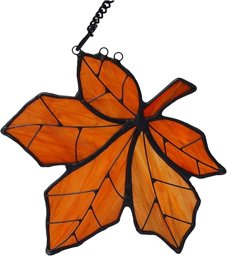 Miniatura 10 de Atrapasoles de hojas de arce para ventana, vitral, decoración del hogar, decoración de hojas de otoño, regalos para mujeres..