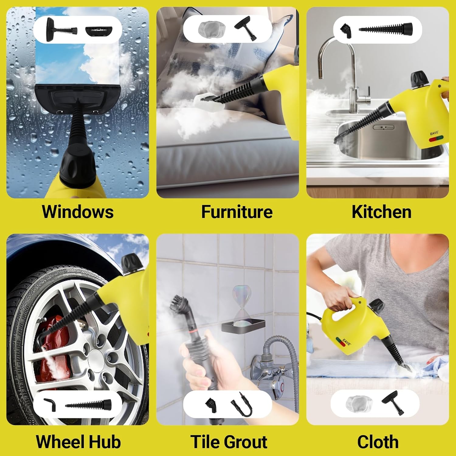 Handheld Steam Cleaner, Steamer for Cleaning, Portable Upholstery Steamer for Surface Cleaning, Hand Steam Cleaner for Furniture, Car Detailing, Home, Kitchen, Bathroom, Upholstery - Image 7