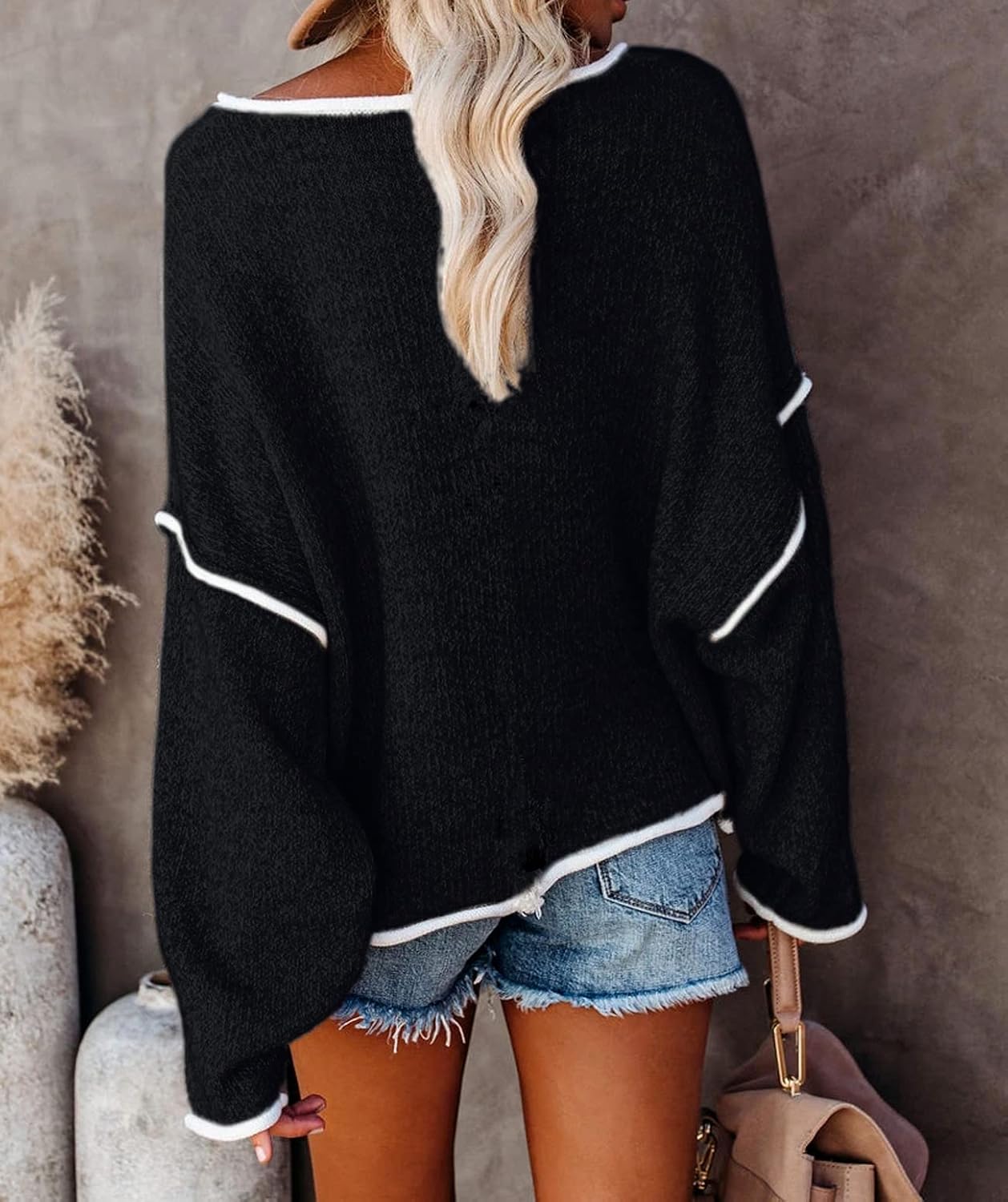 SALENT Women's Casual Oversized Sweaters Loose Soft Chunky Knit Long Batwing Sleeve Pullover Sweater Outfit Sweatshirts Tops - Image 3