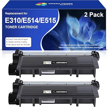 Compatible E310 Toner Cartridge Replacement for Dell E310 E514 E515 P7RMX PVTHG 593-BBKD Toner Cartridge for E310dw E514dw E515dw E515dn Printer, 2 x Black