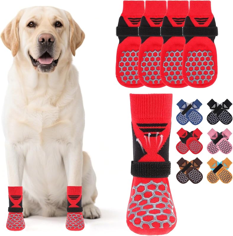 Botas Meias para Cães KOOLTAIL com Grip Antiderrapante Dupla Face e Tecido Respirável, BJSJ143_RBMN