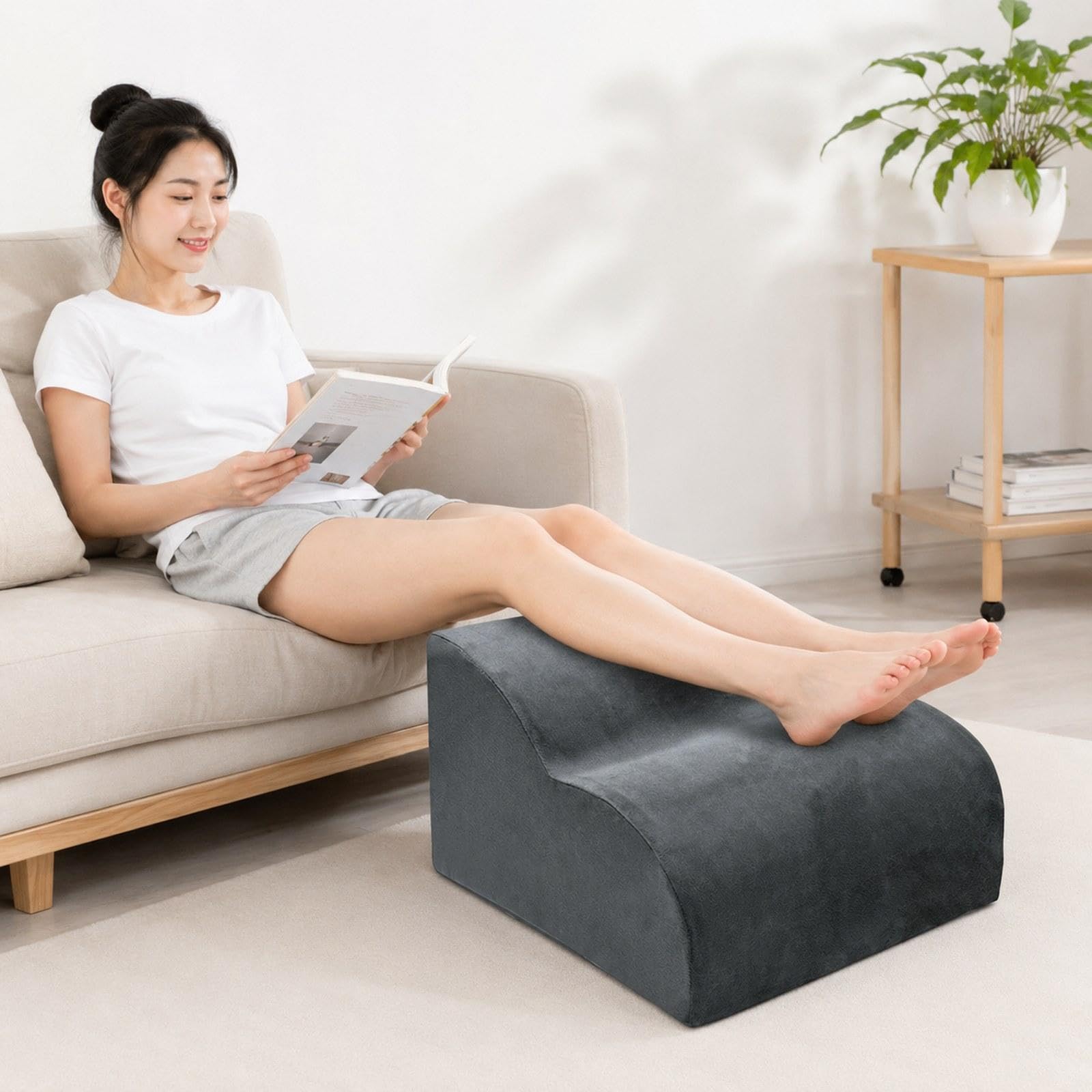 F Fityle Reposapiés debajo del escritorio en la oficina, taburete para pies, cojín ergonómico estable para las piernas, almohada elevadora para las piernas, Gris