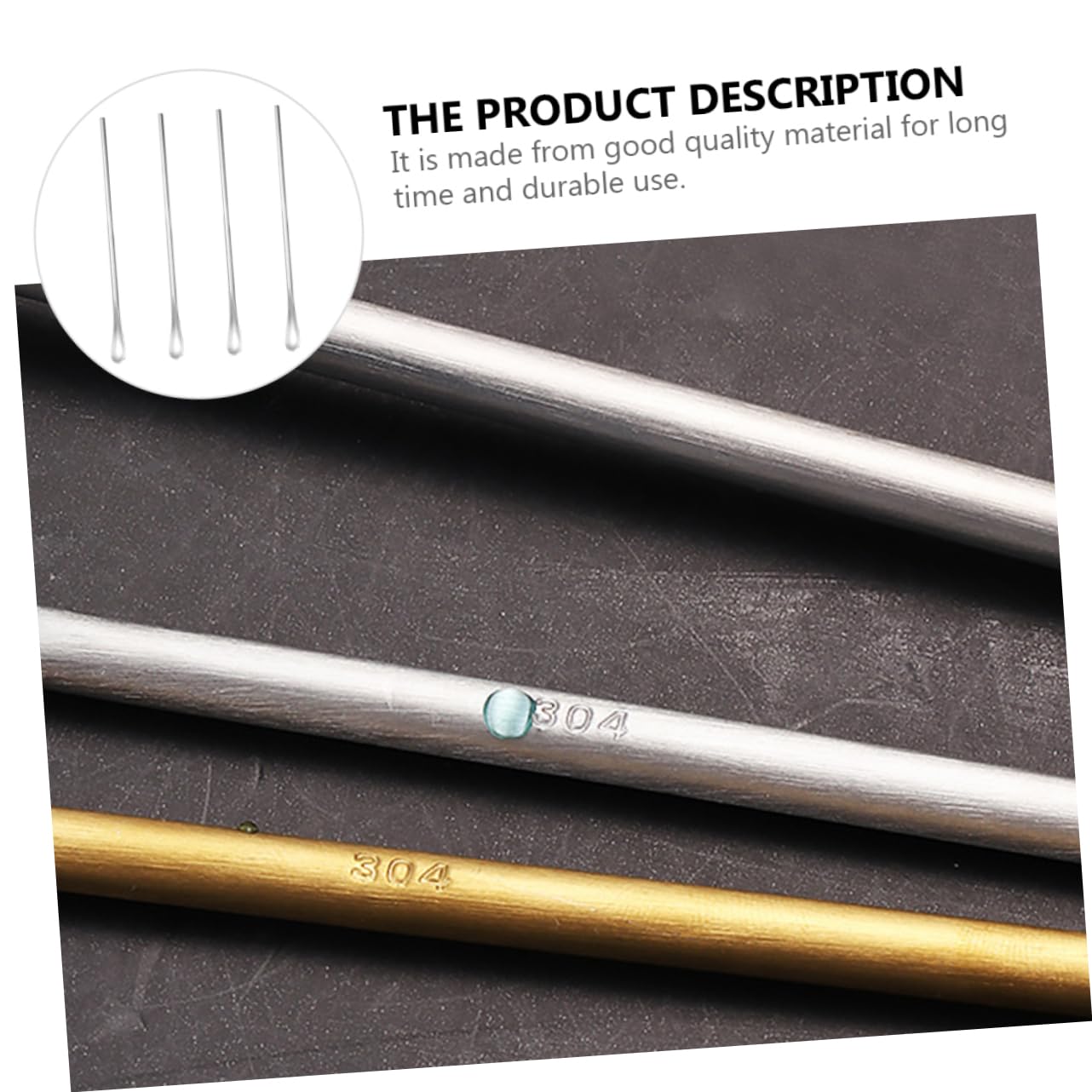 Unomor 4pcs Stainless Stirring Spoons Long Handle Mixing Spoons for Cocktails and Honey