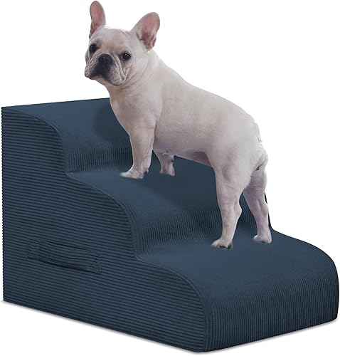 Miniatura 17 de Escaleras para perros, escalones para cama alta, 4 escalones para mascotas para perros pequeños, antideslizante, extraíble, lavable, rampa para
