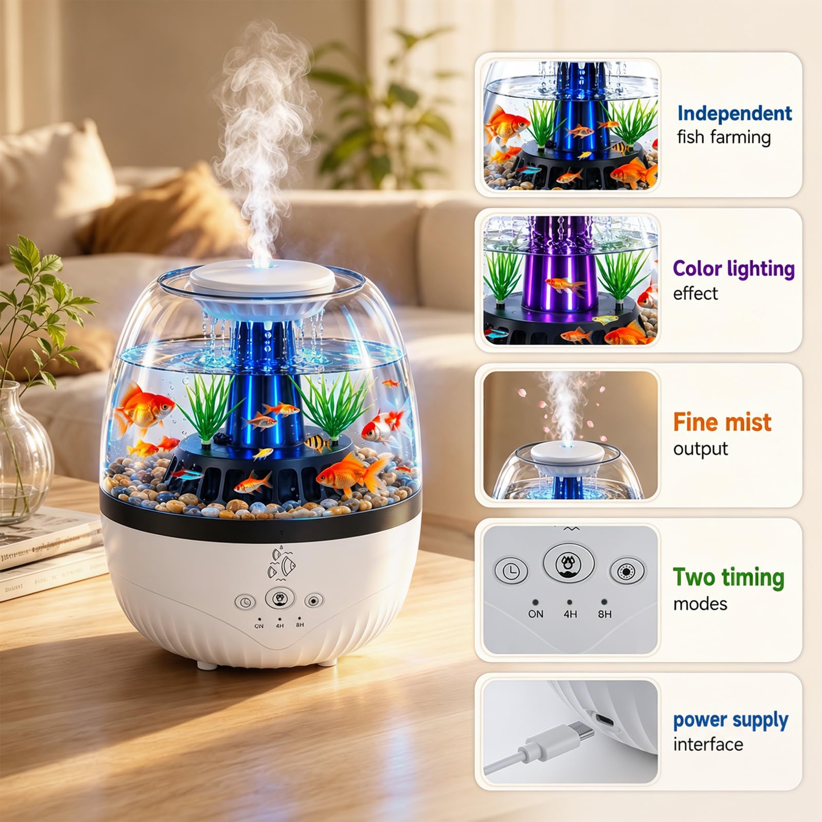 Humidificateur 3 en 1 en forme de gouttes de pluie, 350 ml, diffuseur d'aromathérapie avec micro paysages, LED 7 couleurs, 2 réglages de minuterie, diffuseur d'arômes pour huiles essentielles pour la