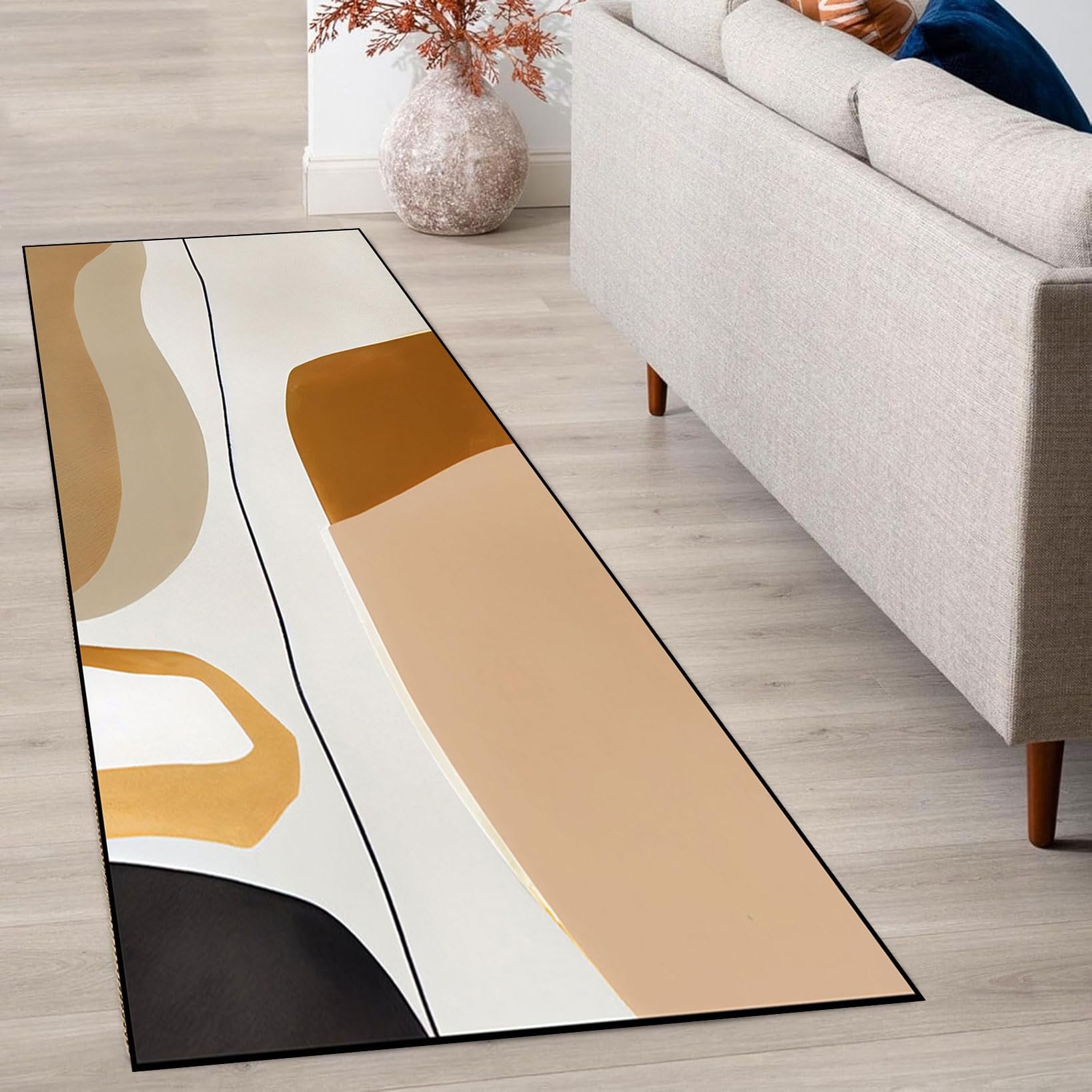 SUNLIMEI Alfombras de Pasillo 75 x 200 cm Antideslizante Alfombra Salon Pelo Corto Tejida Absorbente, Fácil de Limpiar para Comedor, Entrada, Sala de Estar, G